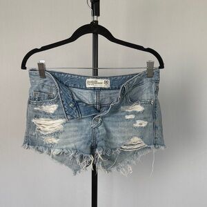 Abercrombie & Fitch Light Blue Distressed Jean Shorts